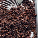 sheet pan filled with chocolate granola