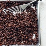 sheet pan with vegan dark chocolate buckwheat granola