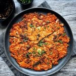 kimchi pancake on plate