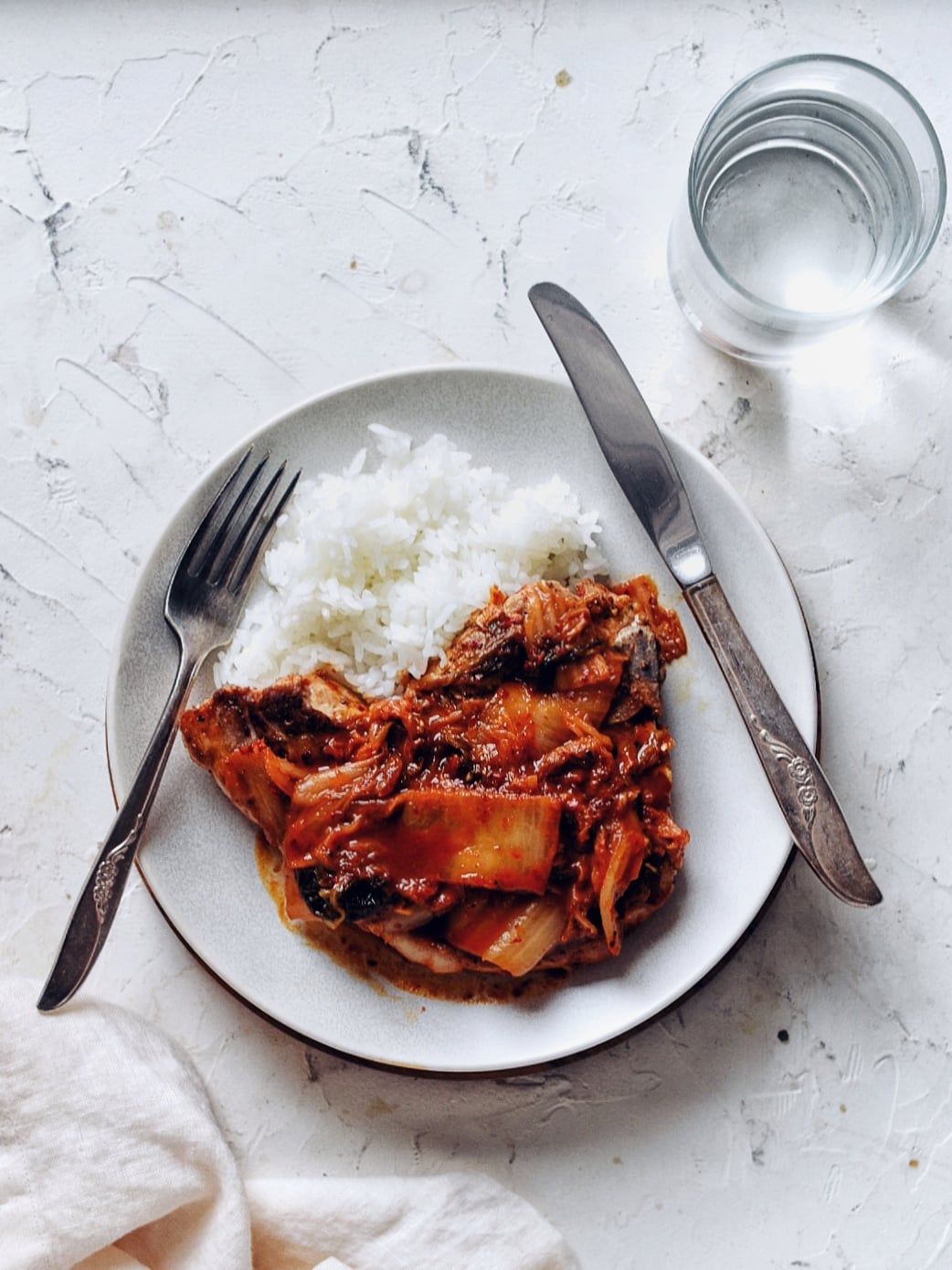 Korean Pork Chops with Kimchi Pan Sauce