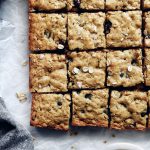 dark chocolate oatmeal bars, close up