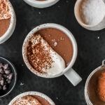 teacup filled with dark chocolate mousse