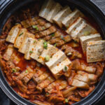 braised korean kimchi in pot