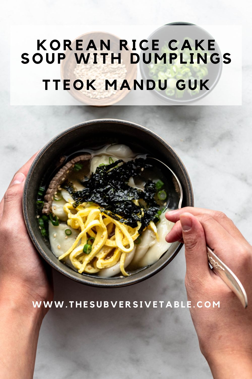 Tteok Mandu Guk (Korean Rice Cake Soup with bibigo Dumplings) The