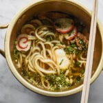 udon noodle soup with fish cake and green onion