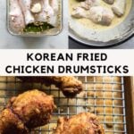 chicken drumsticks in brine and batter, and deep fried Korean fried chicken drumsticks