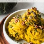 korean pumpkin salad scooped onto small bowl