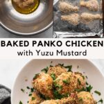 yuzu mustard marinade and breaded panko chicken on sheet pan