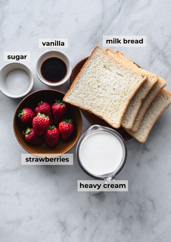 labelled ingredients for fried japanese cream sando