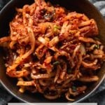 spicy korean radish salad in bowl