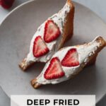 two pieces of deep fried Japanese cream sandwich on plate