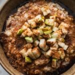 steel cut oatmeal with apple cinnamon in bowl