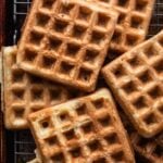 gluten free mochi waffles arranged on wire rack