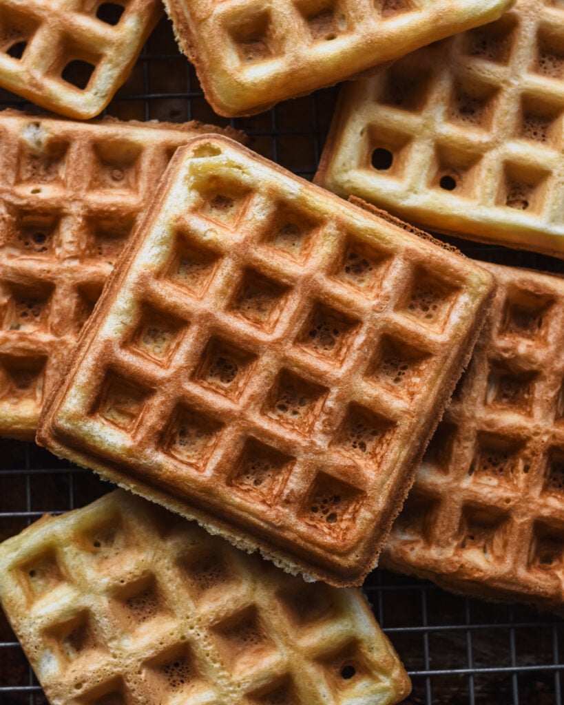 close up view of mochi waffles