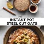 instant pot steel cut oats with apple cinnamon and ingredients