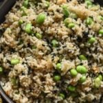 serving platter filled with edamame rice