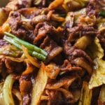 spicy korean pork (jeyuk bokkeum) in white serving platter