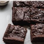 squares of chocolate mochi brownies separated from each other