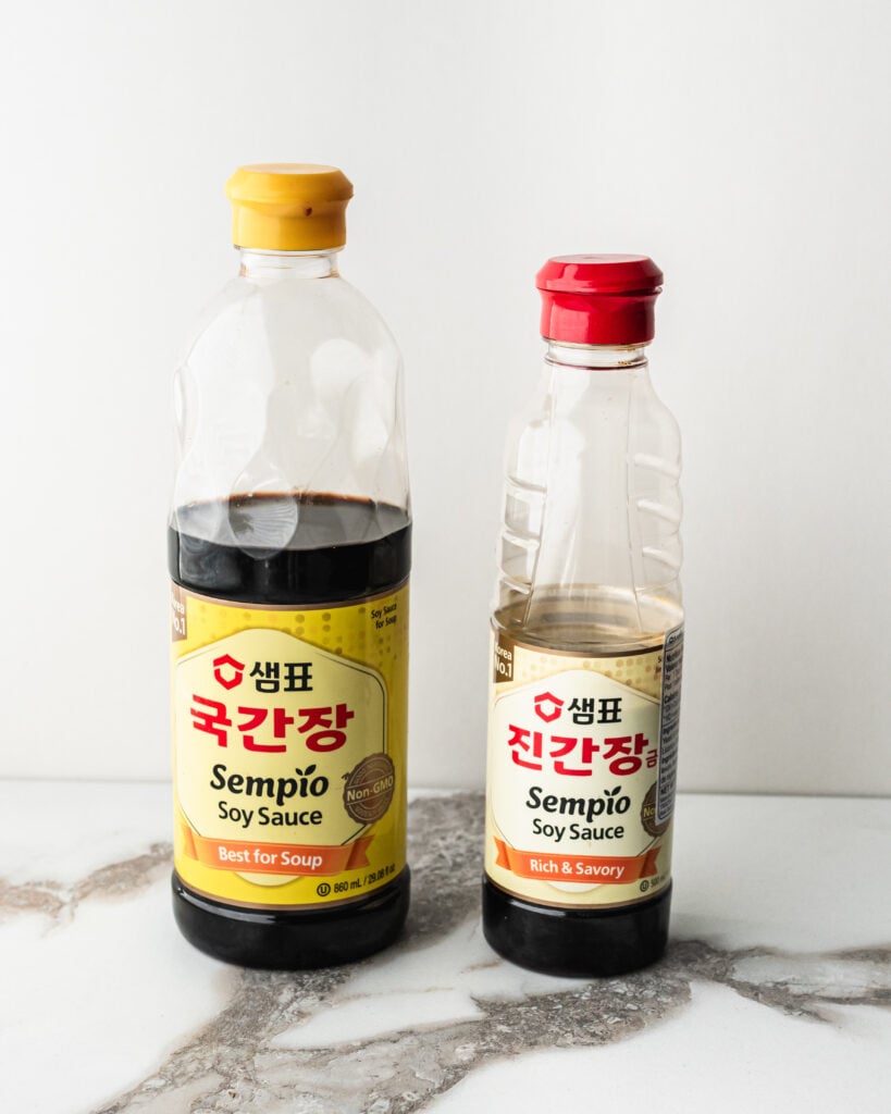 two bottles of Korean soy sauce